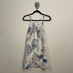 Lungo L’arno S summer tropical linen mini dress white blue a-line Hawaiian beach